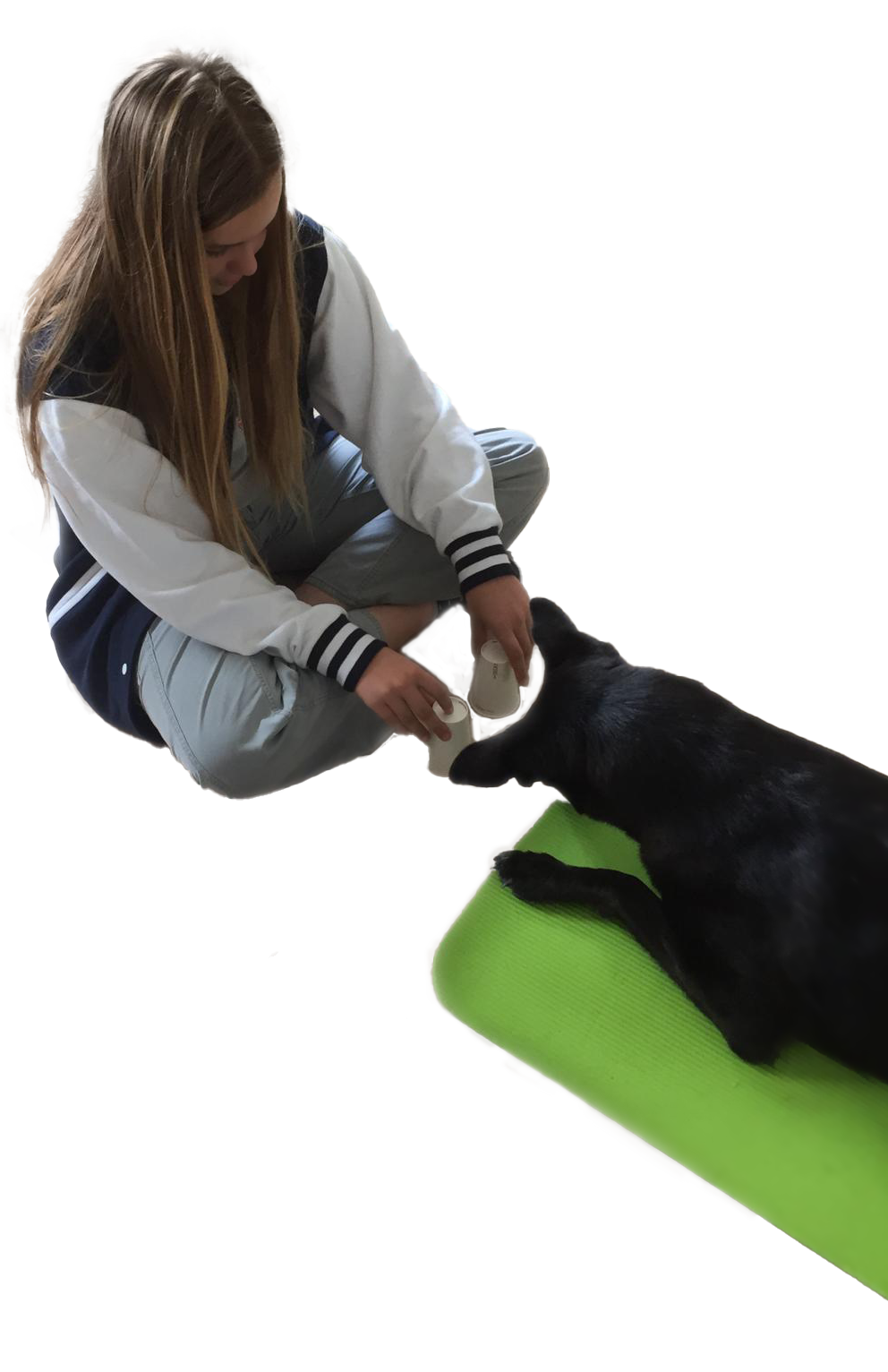 Foto, Kind mit Hund
